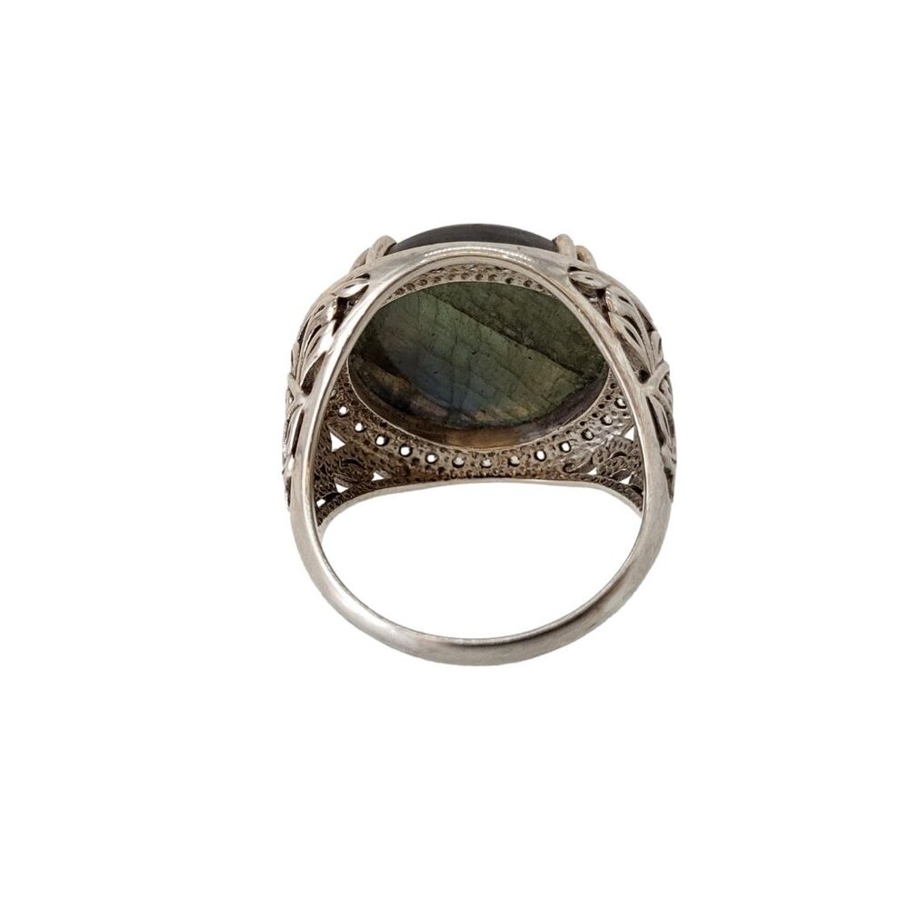 Nicky Butler Size 12 Labradorite Gem Round Statement Ring .925 Sterling Silver - Picture 4 of 7